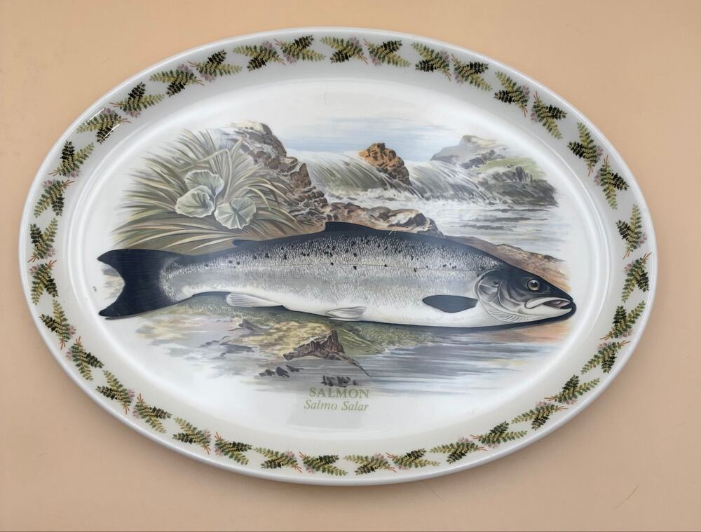 Portmeirion Compleat Angler Salmon Salmo Salar 14.75” Oval Platter England